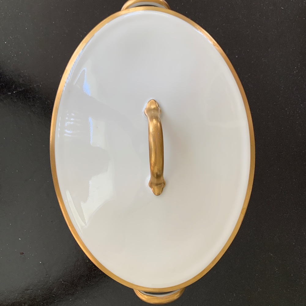 Vintage Limoges France Theodore Haviland Claridge Gold Trim Covered Serving Dish